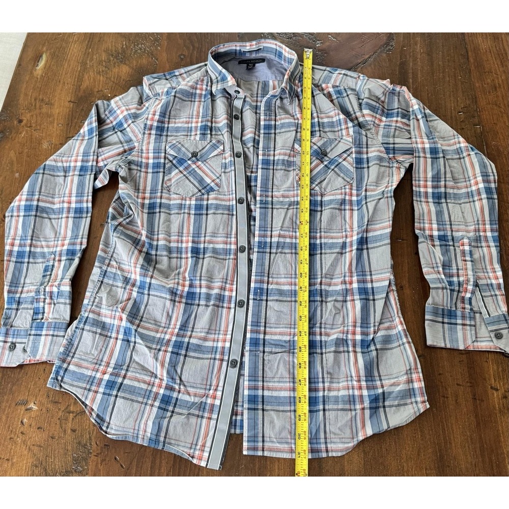 Banana Republic Shirt Mens LT Gray Plaid Long Sleeve Tall Button-Up Casual - Picture 5 of 8
